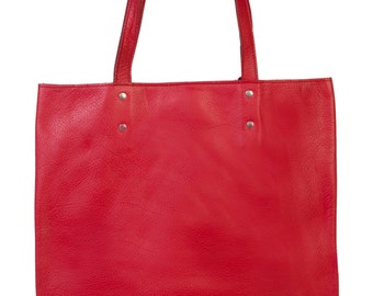 Real Leather Tote Bag in RED Colour  measurements are The Length is 41cm   Width 31cm