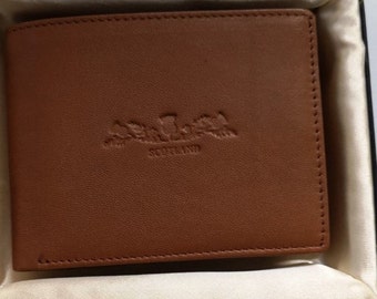Scottish Thistle Mens Leather Wallet BLACK or BROWN Scottish Gift 371