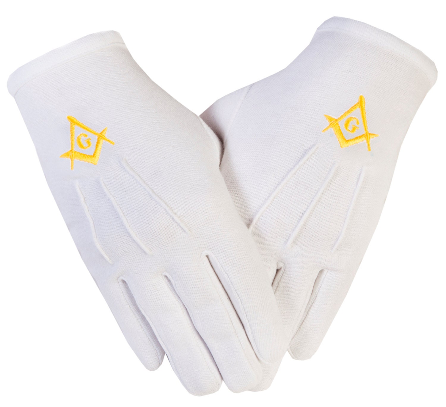 Image of Freemasons Masonic Gloves With Embroidered Gold S C + G