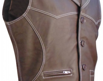 Men's Leather Waistcoat Hunter Style Wear BVAN012