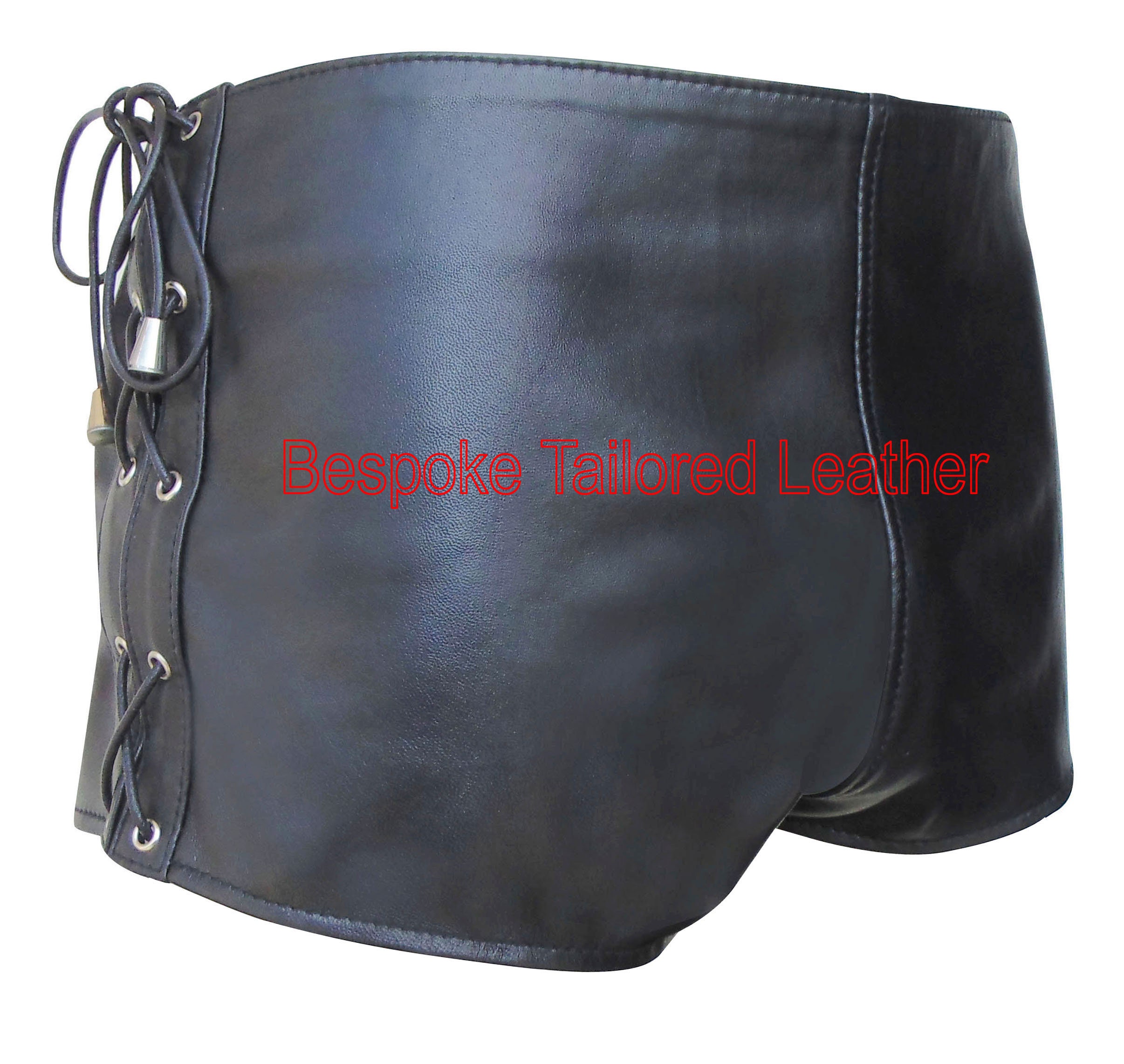 Image of Leather Shorts With Lace Up Side Custom Made To Order Bshn007
