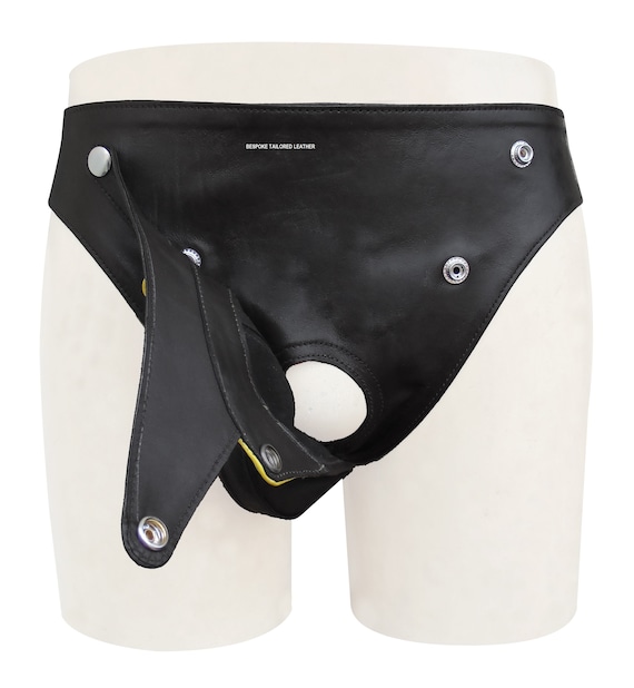 Suspensorio de cuero negro con estuche amarillo para hombre Etsy