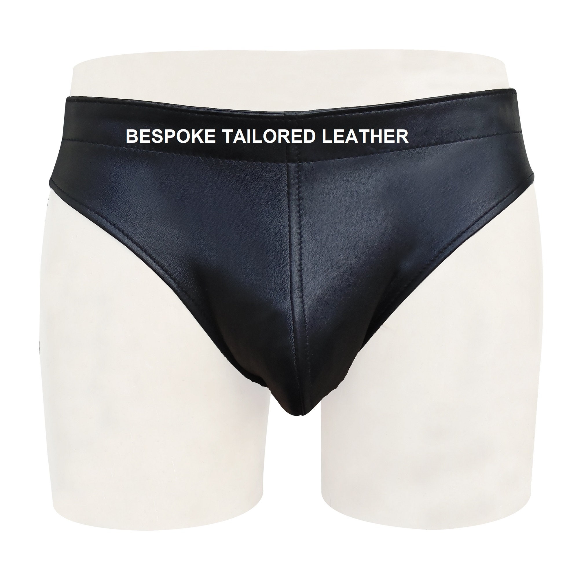 Image of Leather Jock Briefs With Zip At The Back Jo-072