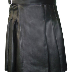 Black Hand Made Leather Kilt Genuine Leather Kilt IN Real SOFT Leather Kilt in Black BKLN001 image 2