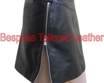 Leather Skirt With One Side Zip Slit - Custom Made To Order WSK004