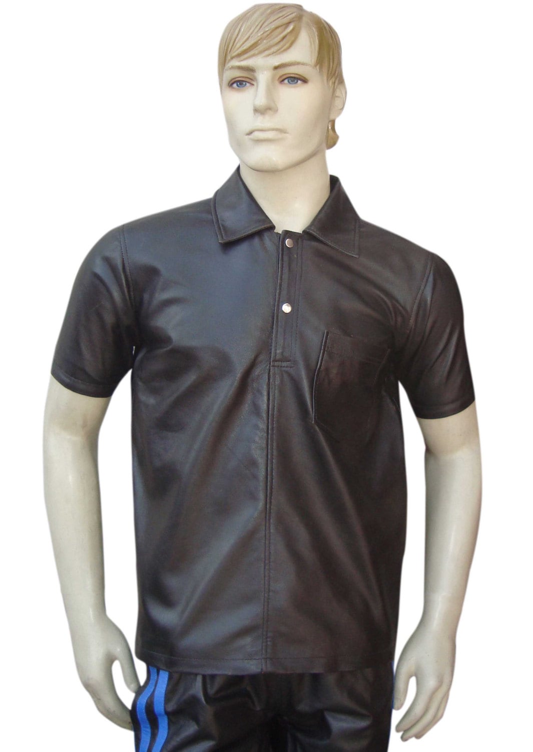 Image of Leather Shirt With One Pocket - Sheep Nappa Custom Made To Order Bsh214