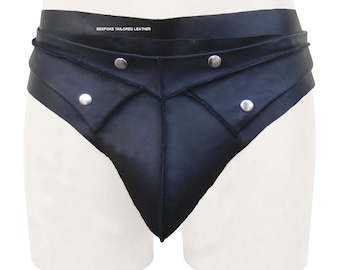 Gladiator   in Black/Brown Bespoke Tailored Men's  Leather BRIEFS