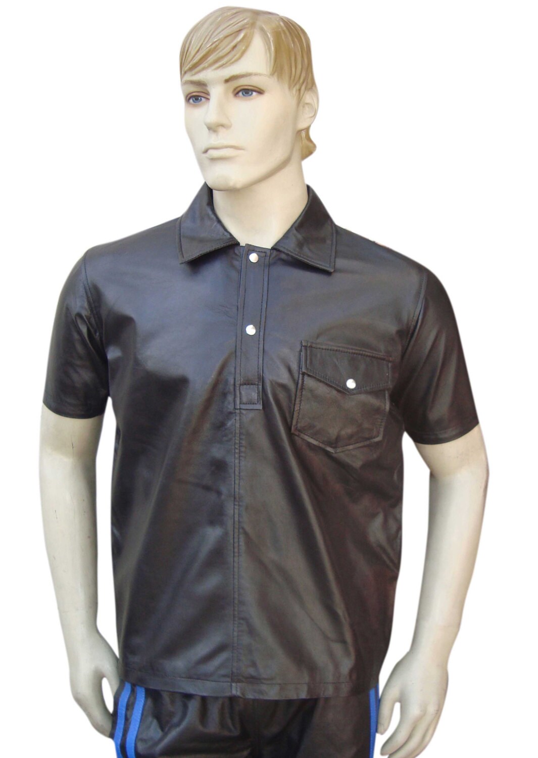 Image of Leather Shirt With Pocket Flap - Sheep Nappa Custom Made To Order Bsh214A