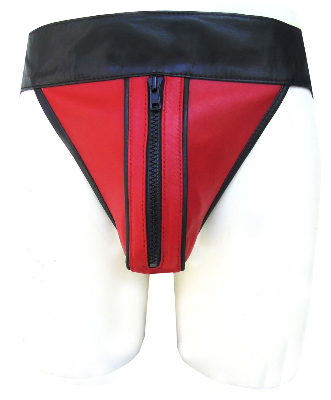 Men's Red Leather Jockstrap in Two Tone Colour Custom Made to Order JO