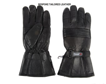 Black Gauntlet  for  Biker Gloves Real Leather  Gloves