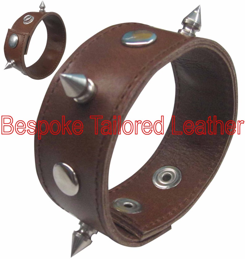 Brown Leather Wristband With Metal Stud WBN004