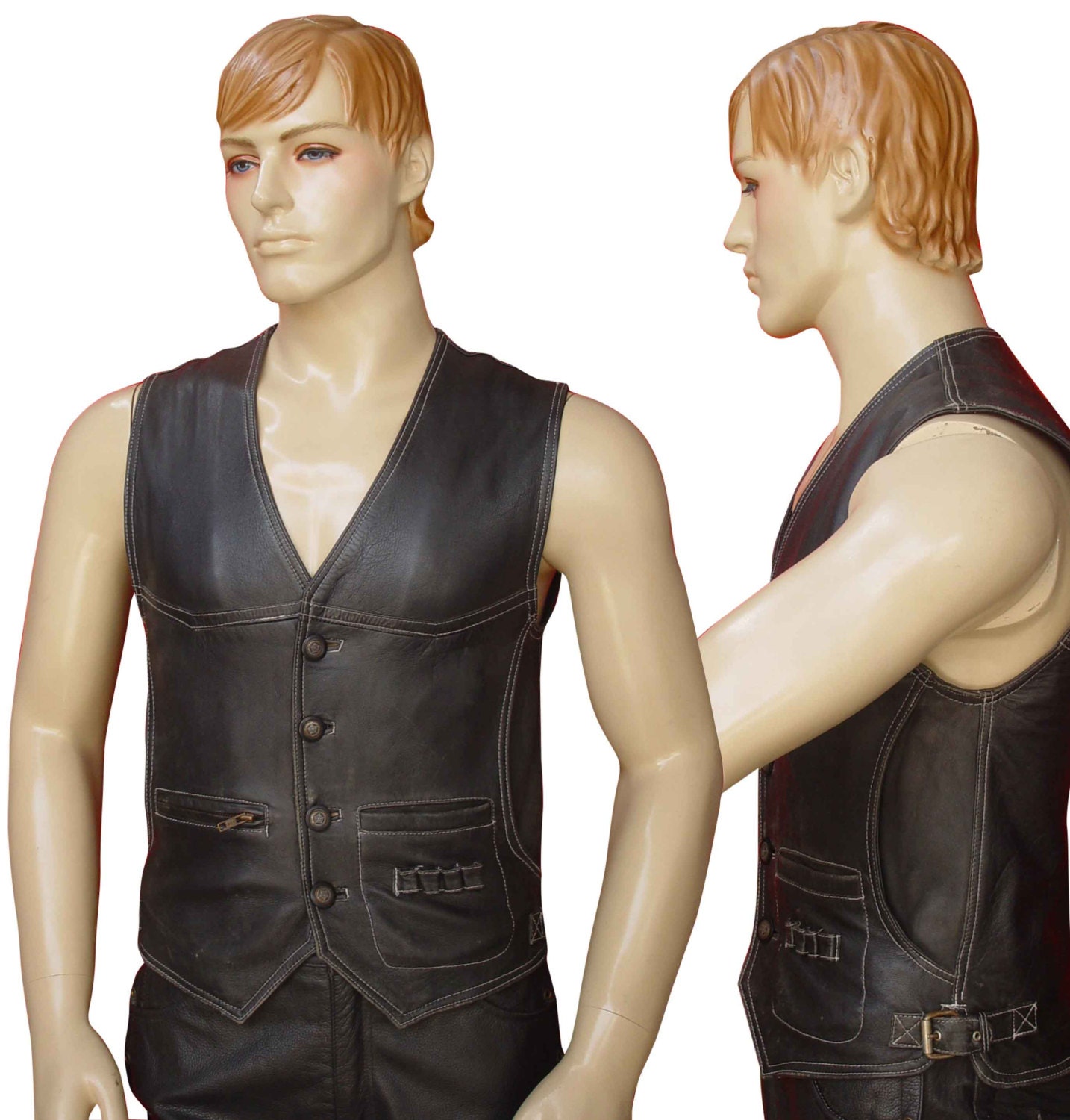 Hunting Vest With White Stitching 