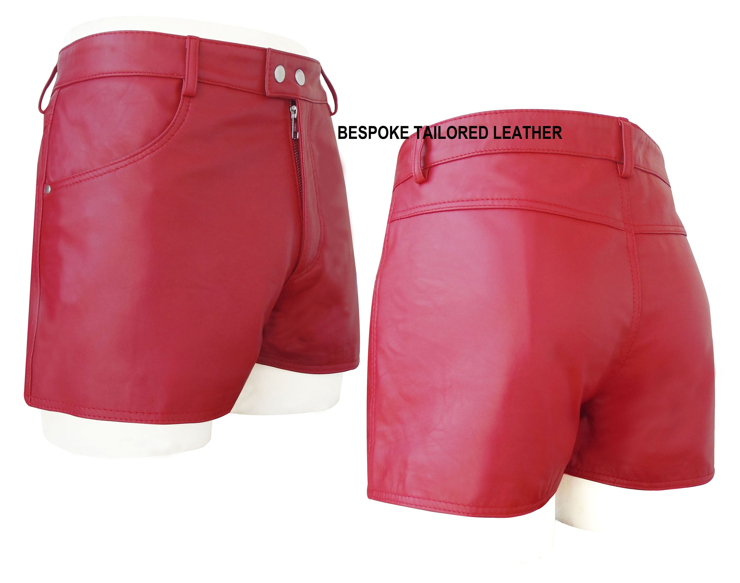 Leather Shorts With Two Pockets Red 