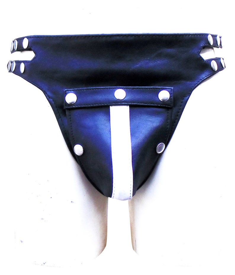 Men's Leather Jockstrap Jock Strap in Black With One White Etsy