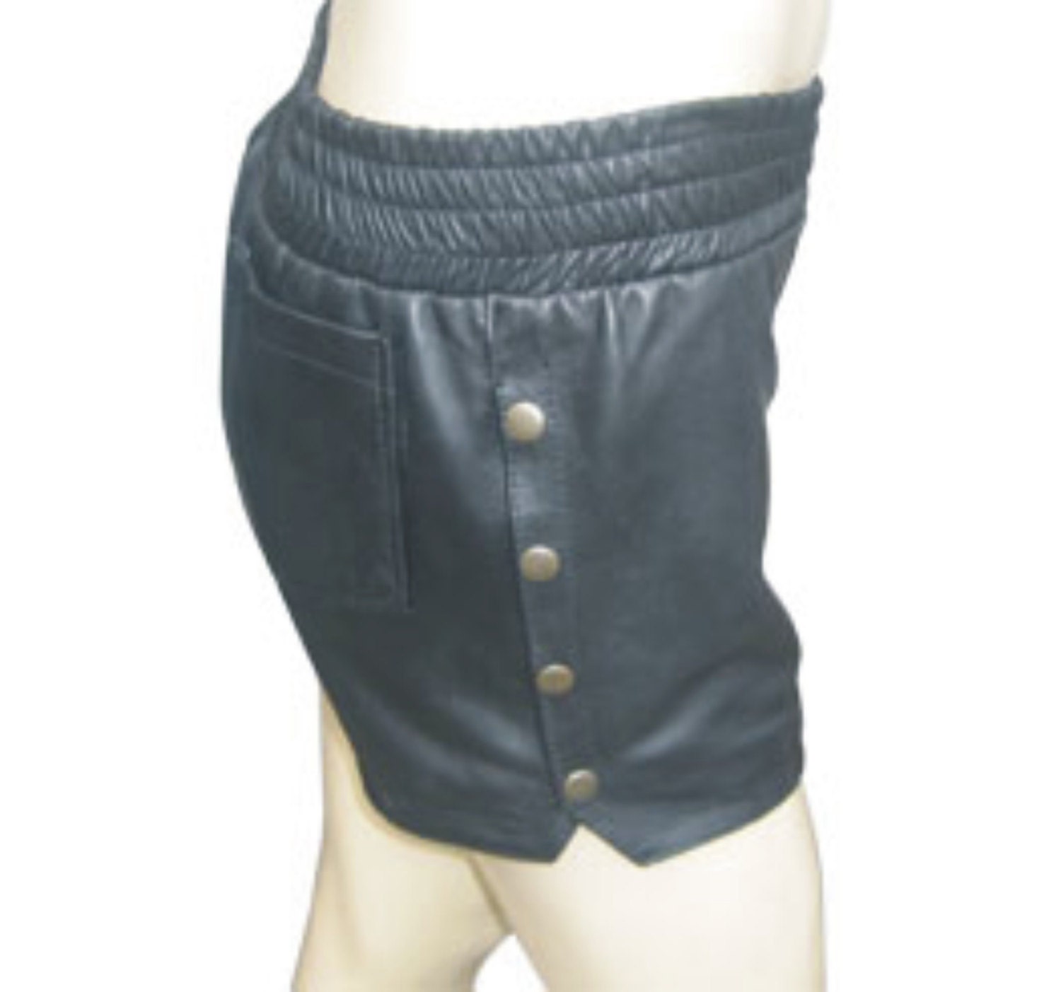 Image of Leather Snap Side Boxer Shorts Custom Made To Order So202