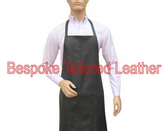 Bib Style Leather Apron Full Length Custom Made to Order in Real Leather BAP001