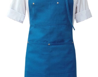 Unisex  Raw  Canvas  Bib Apron in Tel Colour  with BELT, TIES, & ROPE