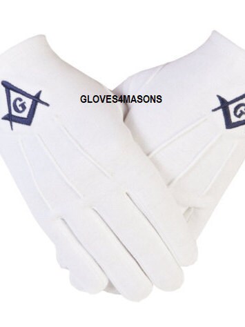 Image of Freemason Masonic Cotton Gloves in Navy Blue Sc&g