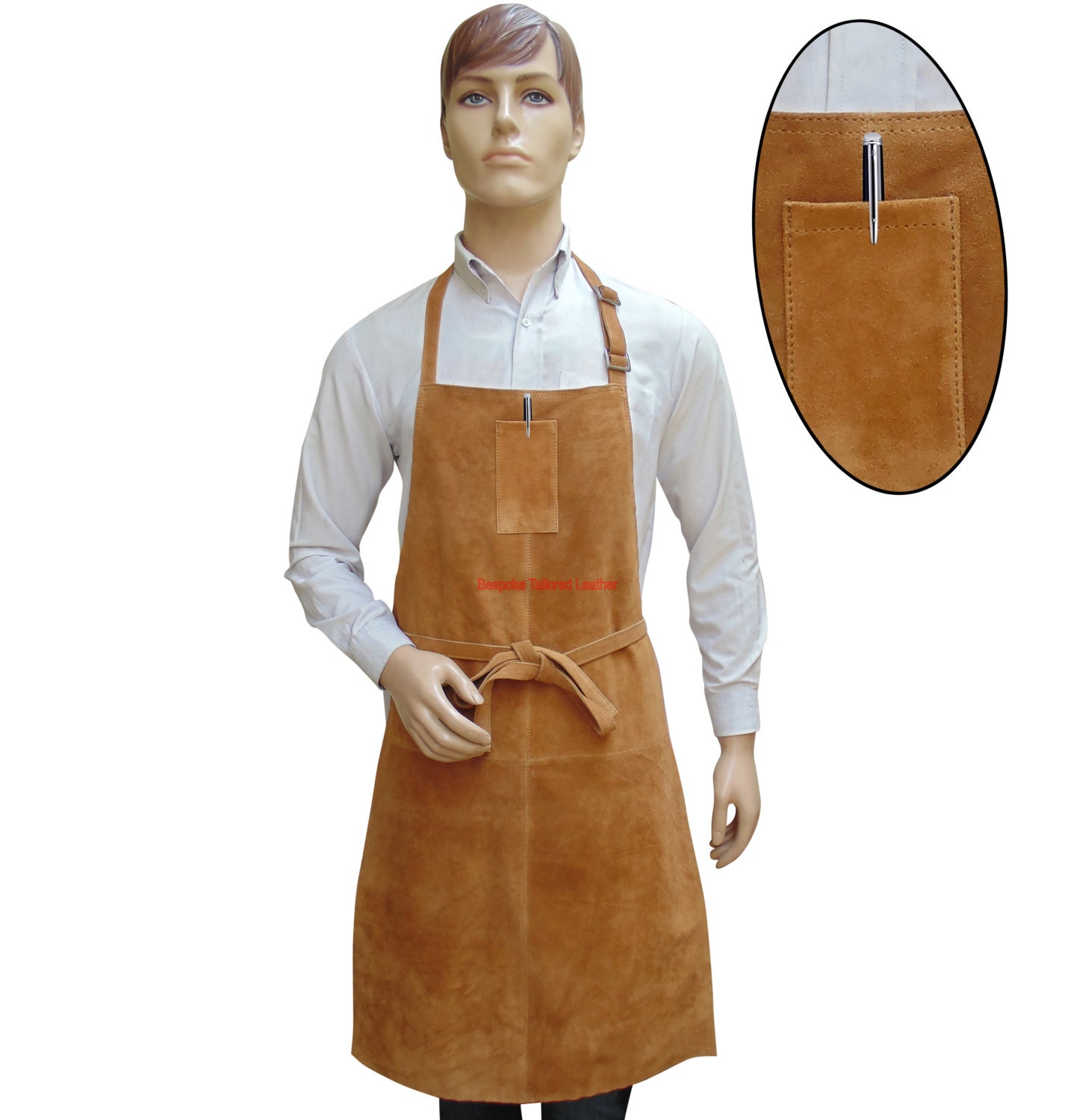 Suede Leather Apron With Pen Pocket Made to Order BAP012 Etsy