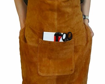 Suede Leather Apron With Pen Pocket Made to Order BAP012 UNISEX