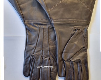 Men's Brown Real Leather gauntlet with 3 darts