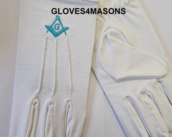Freemasons Masonic Cotton Gloves in SKY Light BLUE in SC&G
