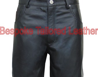 Leather Shorts With Five Pockets Custom Made to Order MSO204 Black