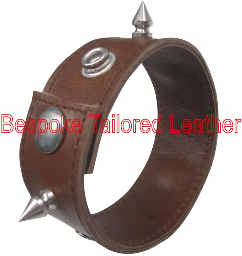 Brown Leather Wristband With Metal Stud WBN004