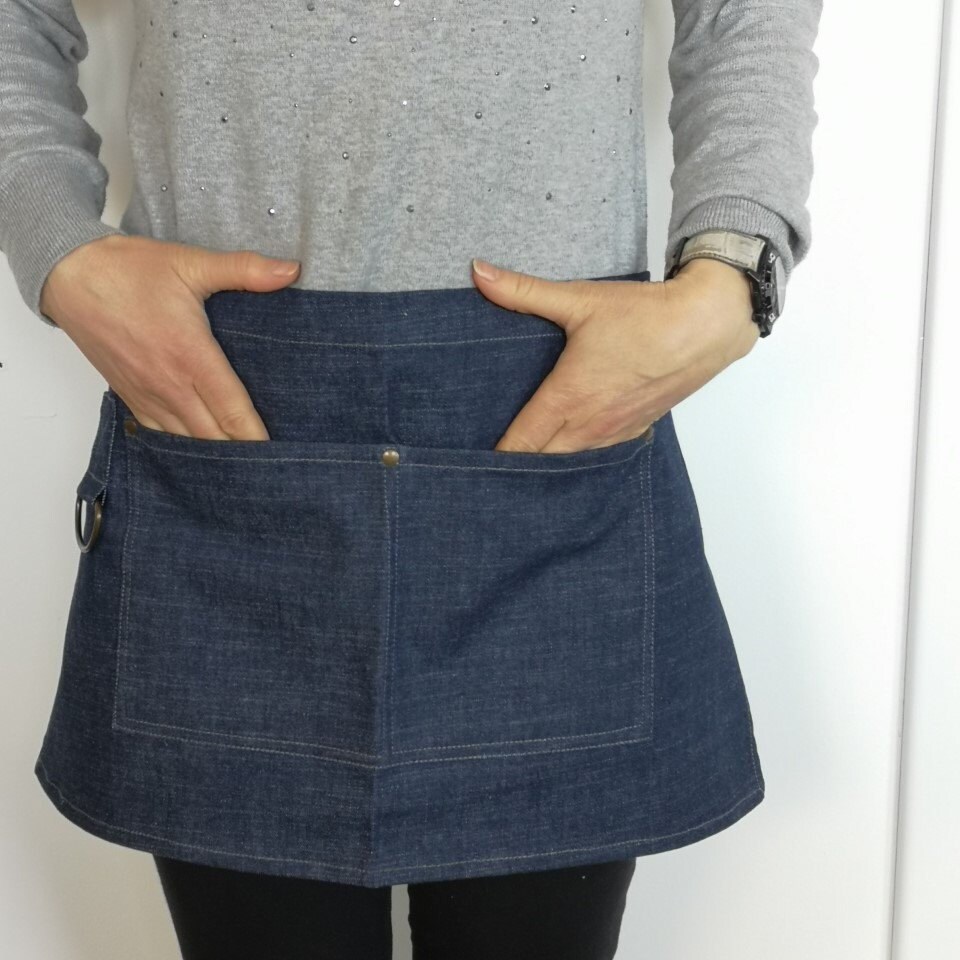 Egg Waist Apron Black Heavy Denim