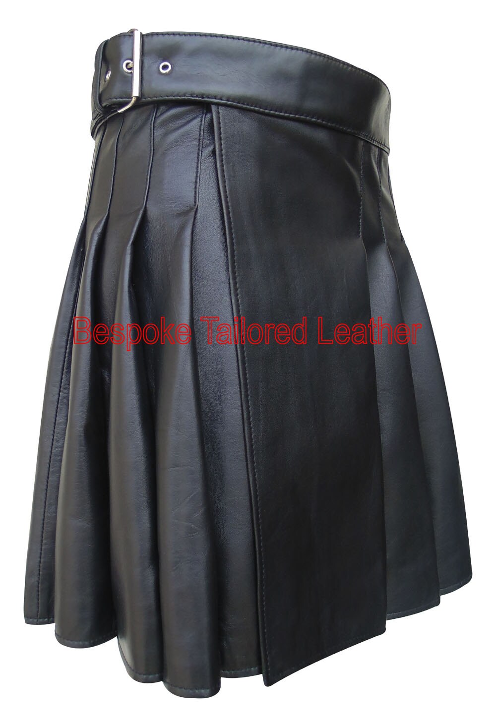 Image of Black Hand Made Leather Kilt Genuine in Real Soft - in Bkln001