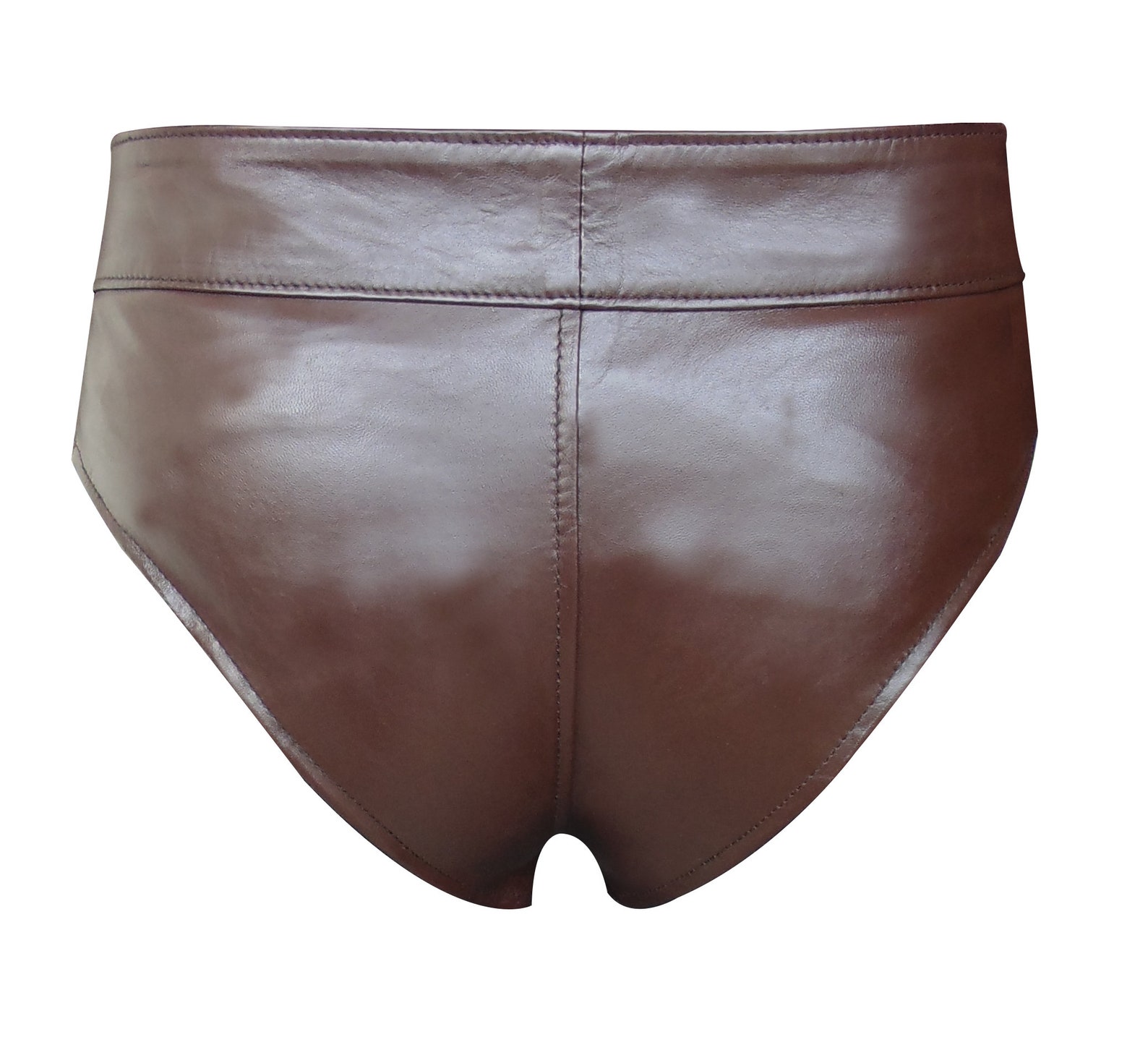 Men's Leather BRIEFS With Brown, Blue and Red Stripes JO067 Custom