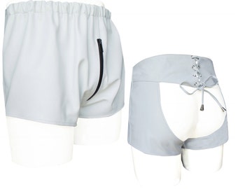 Sexy Leather Chaps Shorts - White - Custom Made To Order SO2011