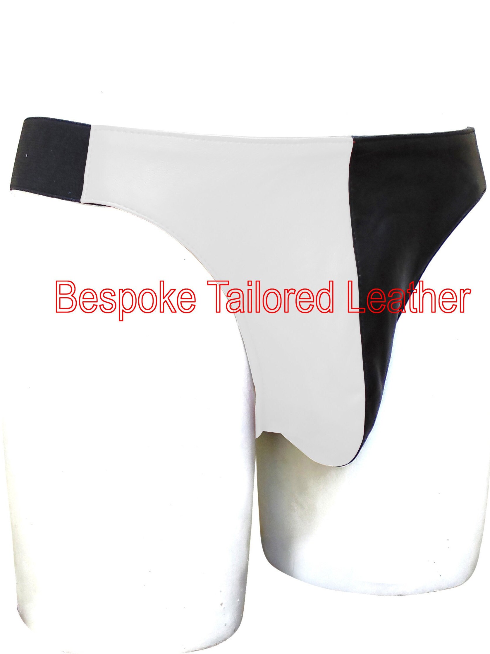 Image of Leather Two Colour Briefs Custom Made To Order Jo-009 in White & Black