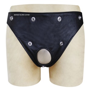 BLACK Leather Jocks/Straps With Metal Stud Yellow POUCH Stripe in the Middle To Order JO-063 image 3