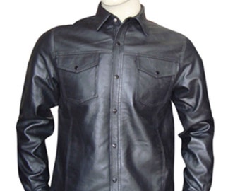 Leather Shirt With 4 Pockets - Sheep Nappa - Custom Made To Order - BSH208
