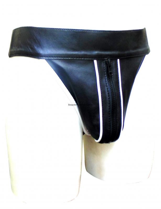 Image of Leather Jock Strap With Colour Piping Custom Made To Order Jo-019
