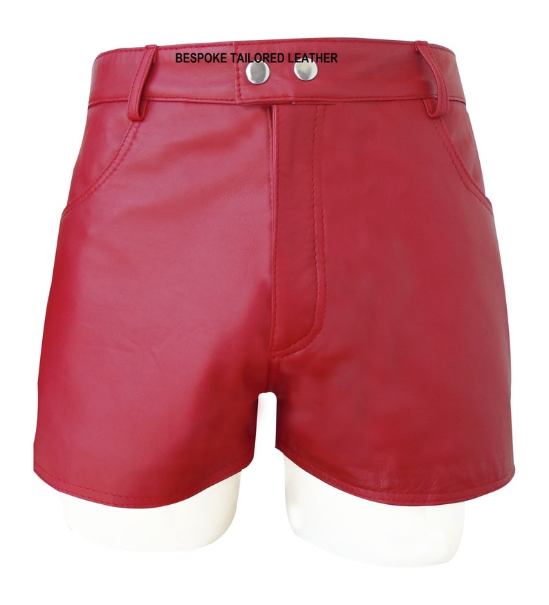 Leather Shorts With Two Pockets Red Custom Made To Order Etsy