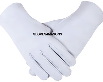 Freemasons Masonic  Plain White Kid Leather Gloves