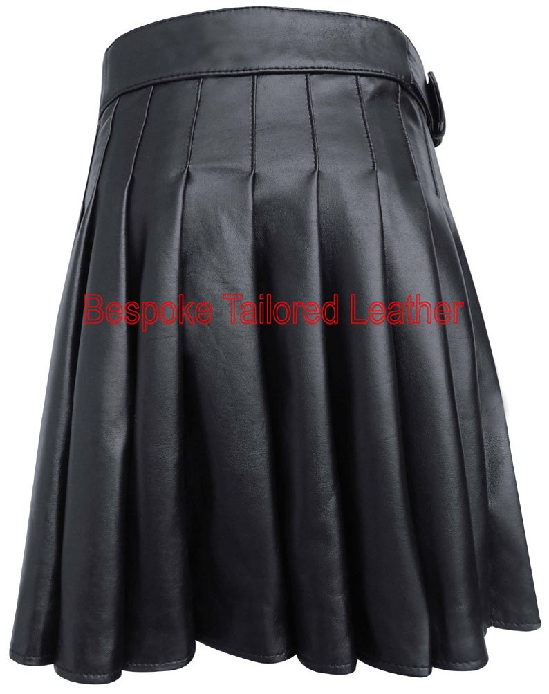 Black Hand Made Leather Kilt Genuine Leather Kilt IN Real SOFT Leather Kilt in Black BKLN001 image 3