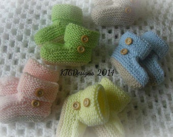 KNITTING PATTERN instructions to knit baby bootees booties in sizes 0-6m & 6-12m pdf digital download