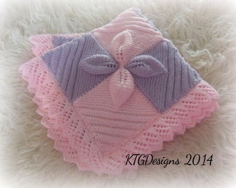 Baby reborn dk KNITTING PATTERN to knit car seat leaf square blanket dk vintage pdf