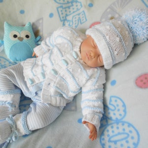 baby boy knitted cardigan and hat