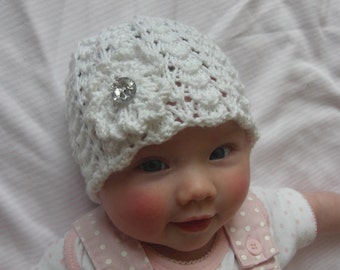 Knitting pattern pretty baby girl hat dk pdf digital download