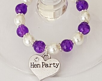 Hen Party Wine Glass Charms, Beaded Favors