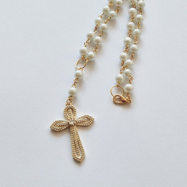 Dainty Gold and White Rear View Mirror Charms, Religious Charms, Mirror Charms, Good Luck Charms