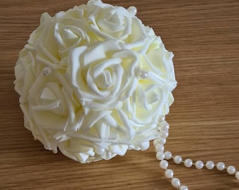 3" - 8" Wedding Pomander, with pearl handle, Wedding Flower Balls, Flower Girl Kissing Ball,  Bouquet Alternative