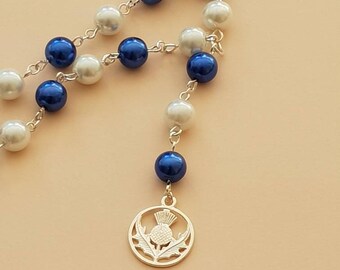Scotland Thistle Rear Viev Mirror Charm, Scottish Emblem,  Scotland Flag Colours