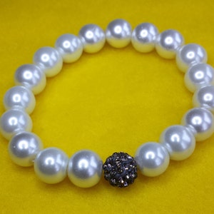 Pearl Wedding Bracelet, Pearl & Shamballa Bracelet, Bridal Bracelet, Bride Gift, Bridesmaid Gifts, Wedding Jewellery, Wedding Jewelery