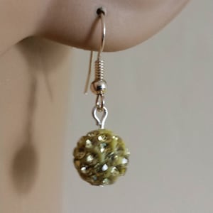 Shamballa Earrings, Round Pave Swarovski Crystal Bead Earrings, Earrings, Shamballa Beads, Yellow Swarovski Crystal Beads
