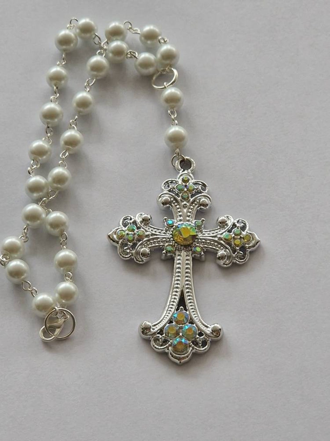 Large Cross Rear View Mirror Charm, Religious Charms, Mirror Charms